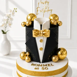 Black & Gold Suit Cake | Boss Birthday Cake | 01
