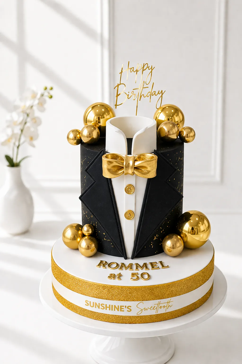 Black & Gold Suit Cake | Boss Birthday Cake | 01