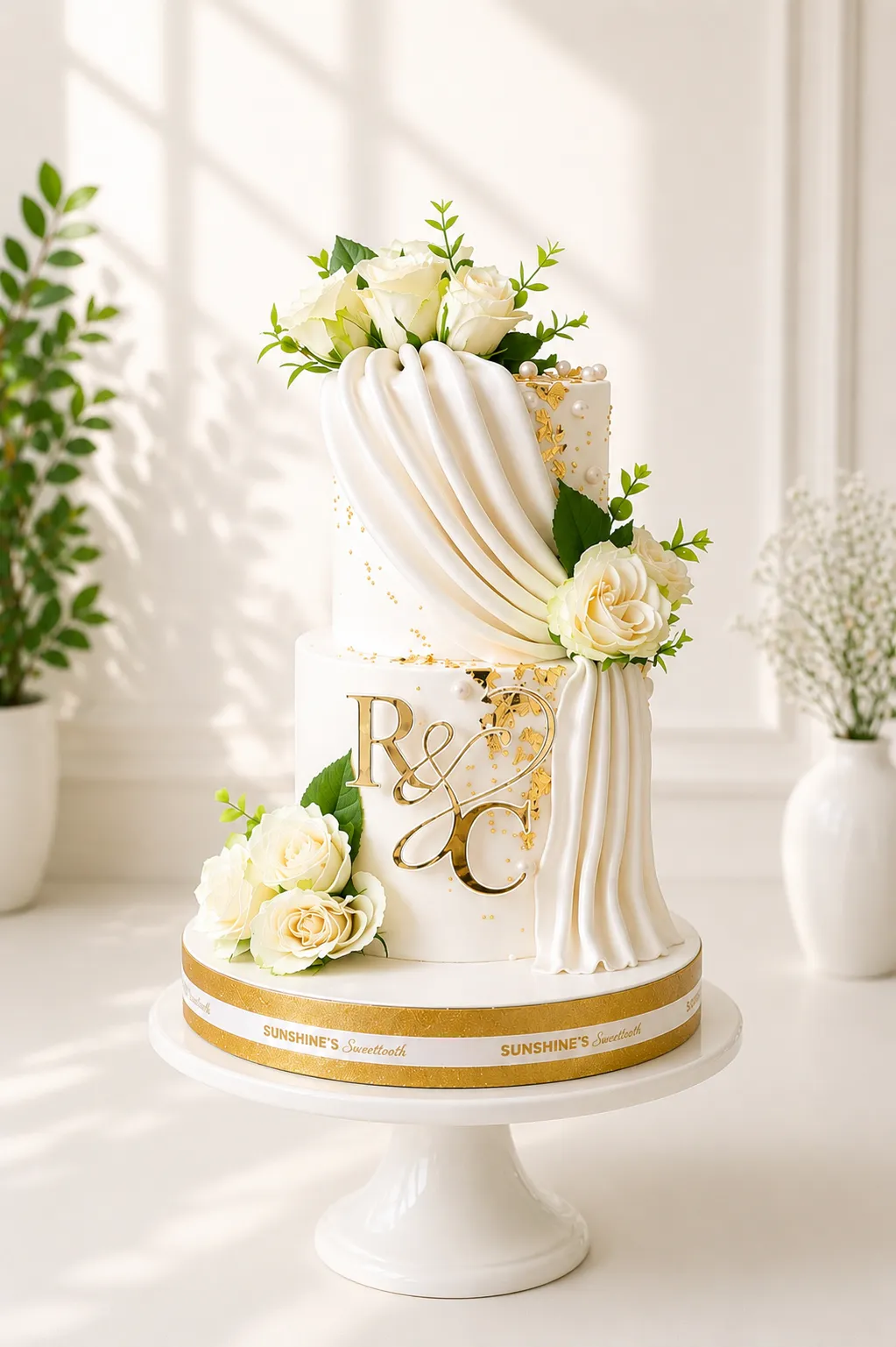2-Tier Elegant Wedding Cake | Engagement & Anniversary Cake | 01