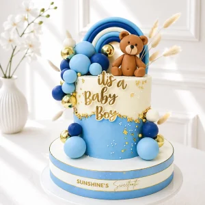 Bear Baptism Cake | Baby Dedication Cake | 1st Birthday Cake | 01