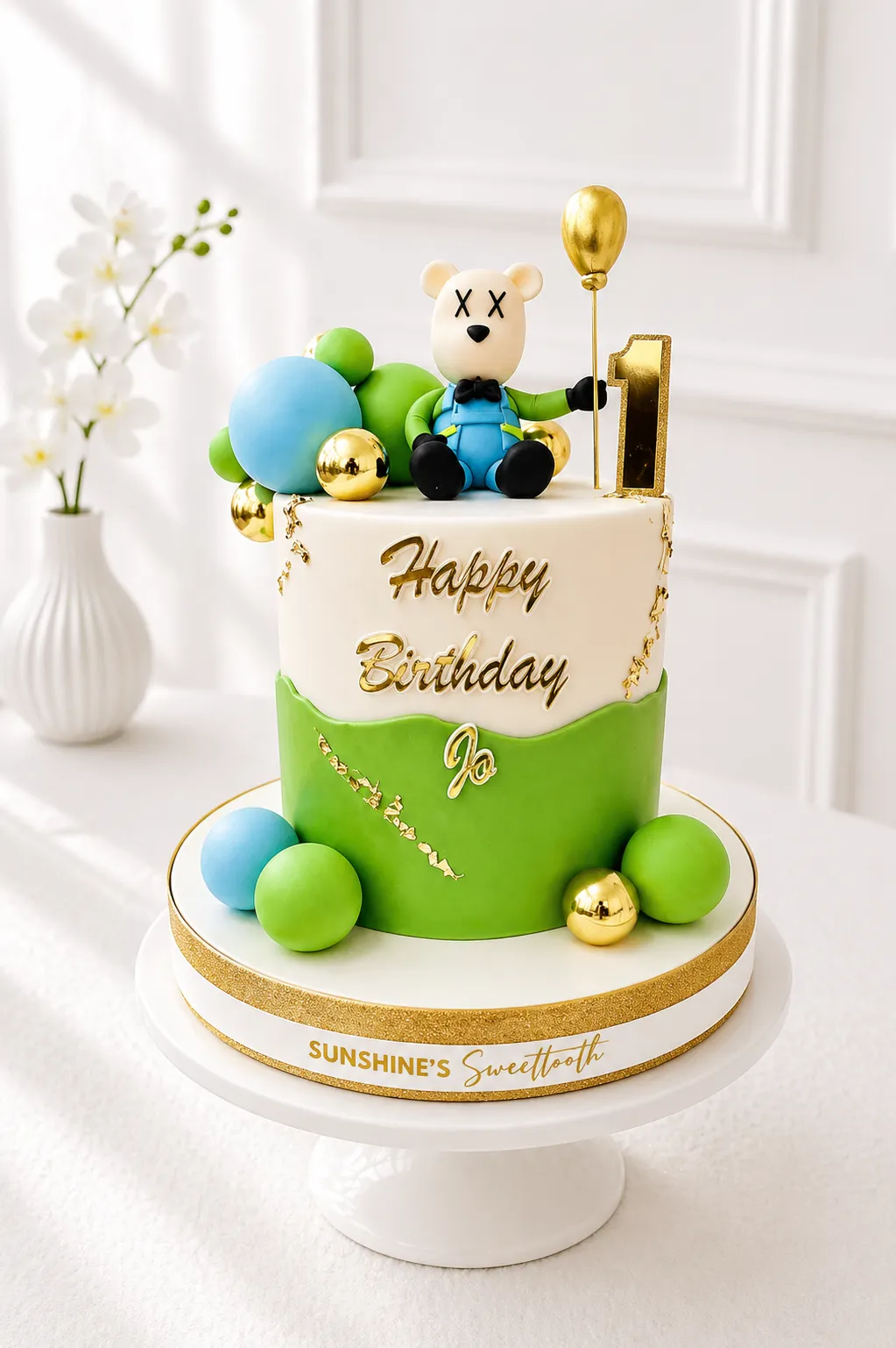 Bear Baptism Cake | Baby Dedication Cake | 1st Birthday Cake | 05