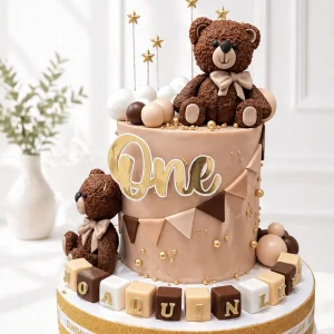 Bear Baptism Cake | Baby Dedication Cake | 1st Birthday Cake | 06