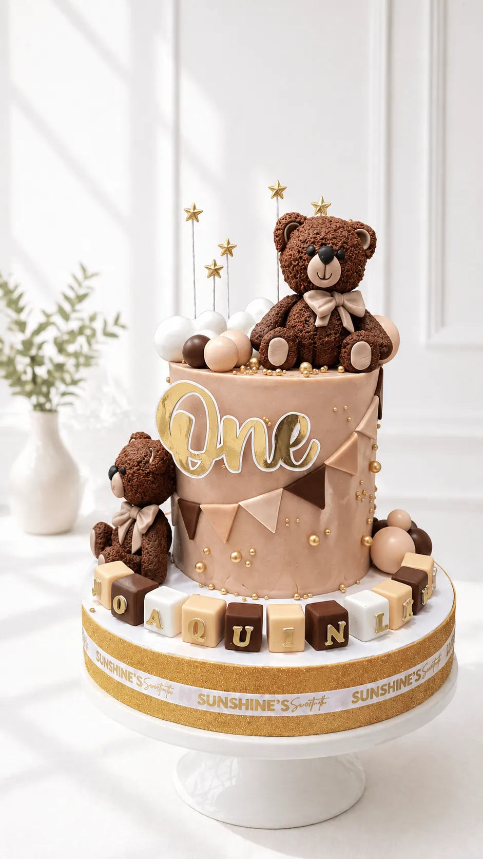 Bear Baptism Cake | Baby Dedication Cake | 1st Birthday Cake | 06