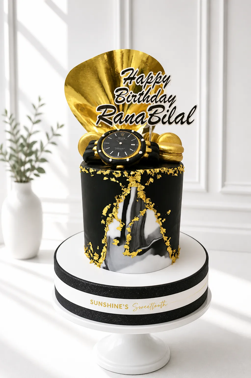 Black & Gold Birthday Cake for Men | Luxury Cake | 07