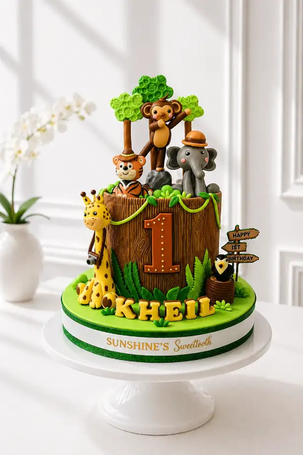 Safari Animals Birthday Cake | Jungle Cake | 09