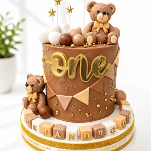Bear Baptism Cake | Baby Dedication Cake | 1st Birthday Cake | 07