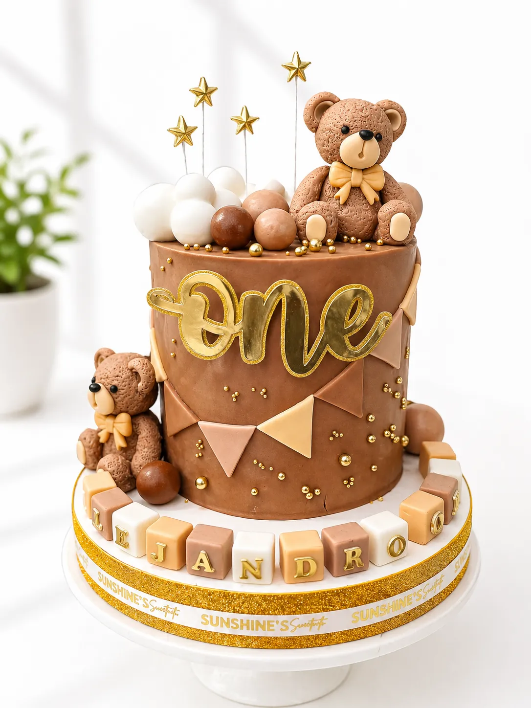 Bear Baptism Cake | Baby Dedication Cake | 1st Birthday Cake | 07