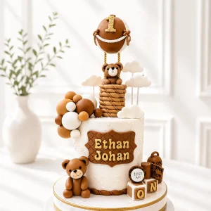 Hot Air Balloon Bear Cake | Baptism Cake | 1st Birthday Cake | 06