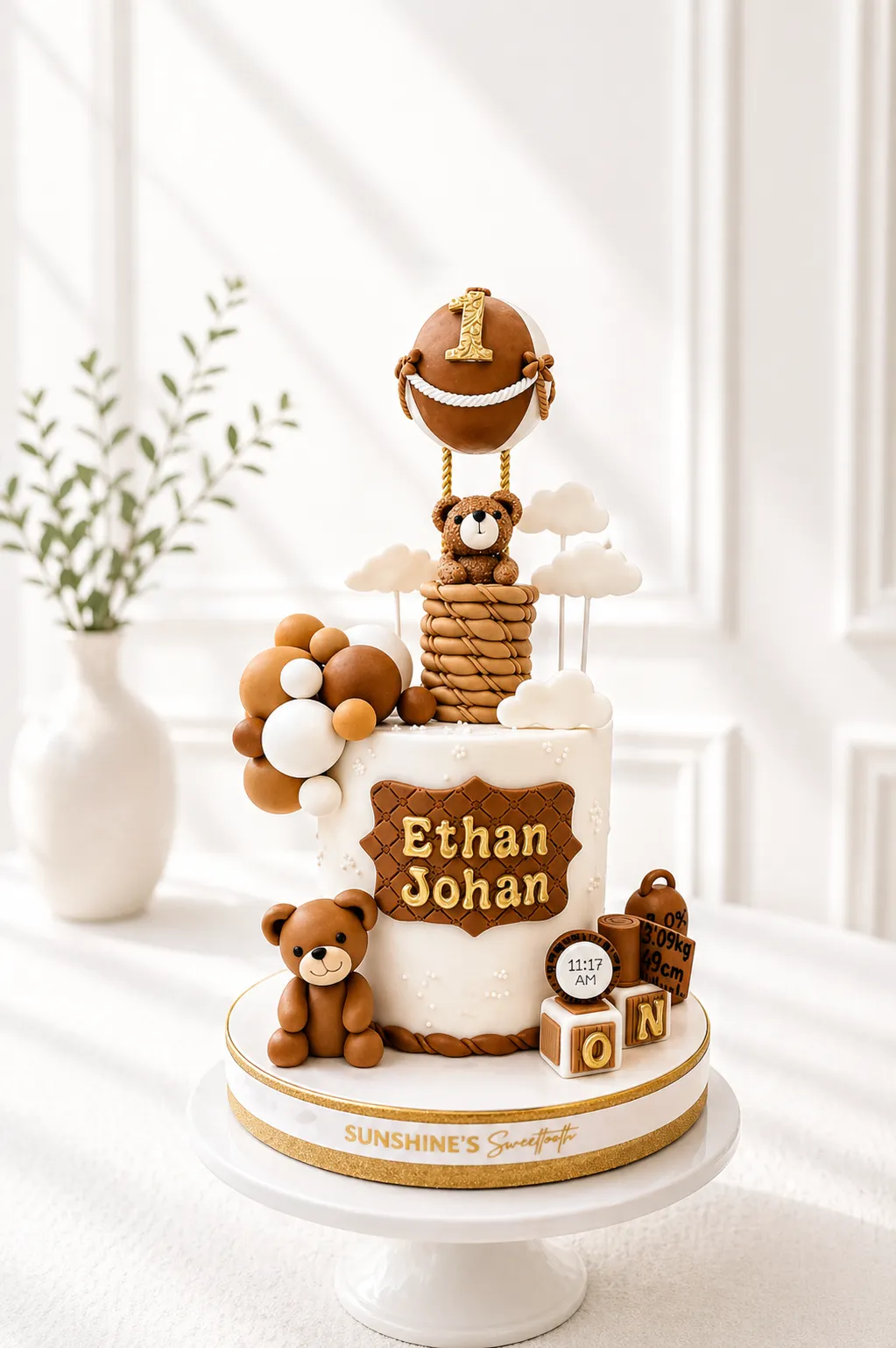 Hot Air Balloon Bear Cake | Baptism Cake | 1st Birthday Cake | 06