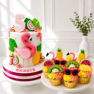Flamingo Birthday Cake Set | Tropical Theme Cake Set | 01