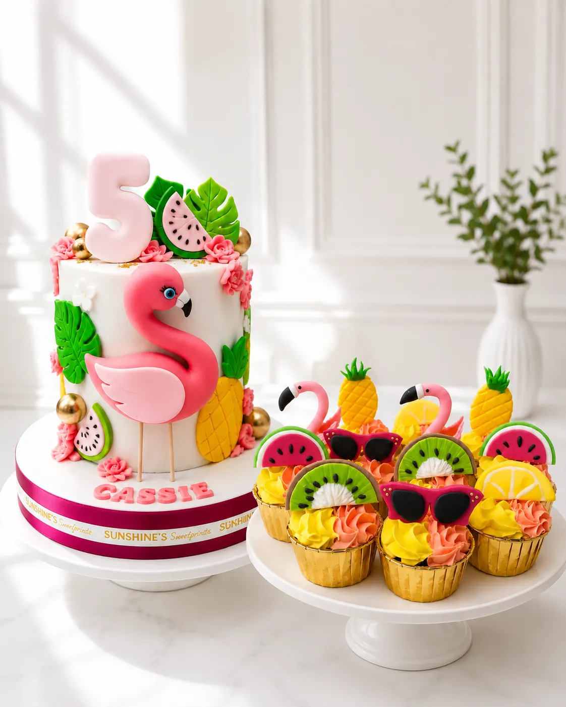 Flamingo Birthday Cake Set | Tropical Theme Cake Set | 01