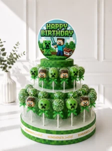 Minecraft Cake Pop Tower | Gaming Theme Cake Pop Tower | 01