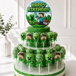 Minecraft Cake Pop Tower | Gaming Theme Cake Pop Tower | 01