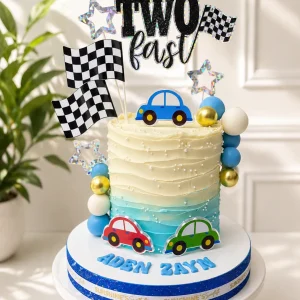 Two Fast Birthday Cake | Vintage Race Car Cake | 01