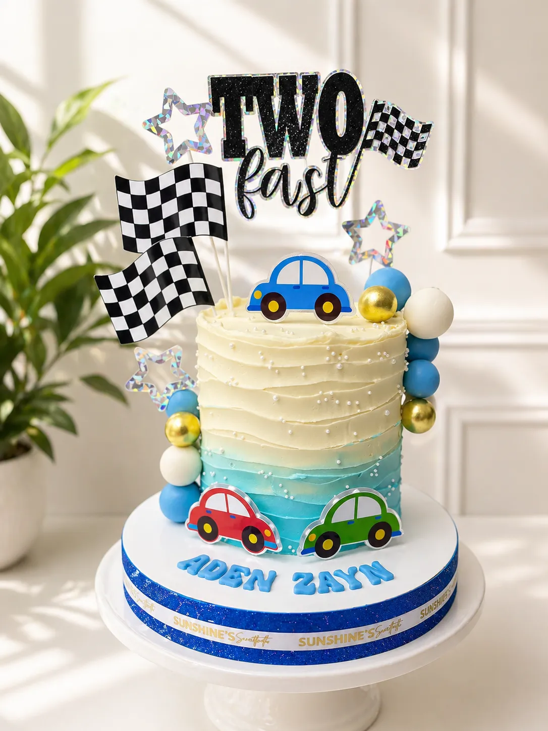 Two Fast Birthday Cake | Vintage Race Car Cake | 01