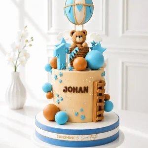 Hot Air Balloon Bear Cake | Baptism Cake | 1st Birthday Cake | 07