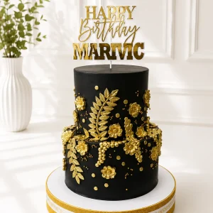 2-Tier Black & Gold Birthday Cake | 50th Birthday Cake | 02