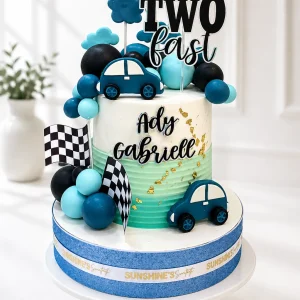 Two Fast Birthday Cake | Vintage Race Car Cake | 02