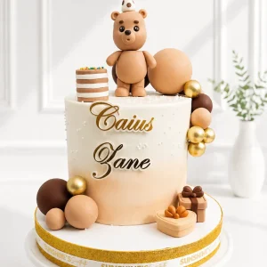 Bear Baptism Cake | Baby Dedication Cake | 1st Birthday Cake | 08