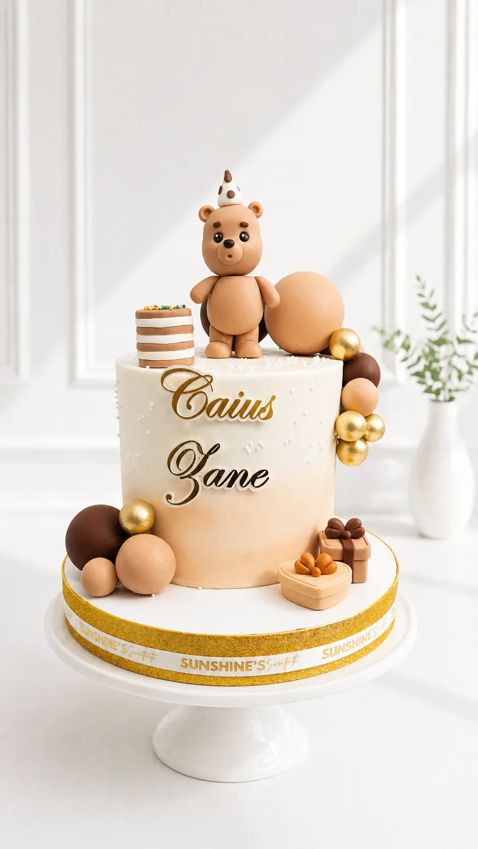 Bear Baptism Cake | Baby Dedication Cake | 1st Birthday Cake | 08