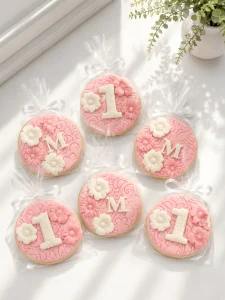 Floral Baptism & 1st Birthday Cookies | 6-Piece Cookie Set | 01
