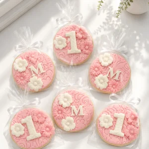 Floral Baptism & 1st Birthday Cookies | 6-Piece Cookie Set | 01