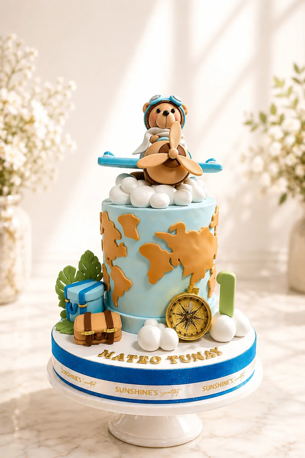Bear Baptism Cake | Baby Dedication Cake | 1st Birthday Cake | 09
