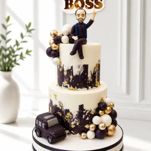 2-Tier Black & Gold Birthday Cake | 50th Birthday Cake | 04