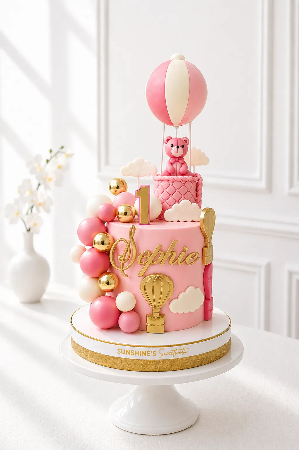 Hot Air Balloon Bear Cake | Baptism Cake | 1st Birthday Cake | 08