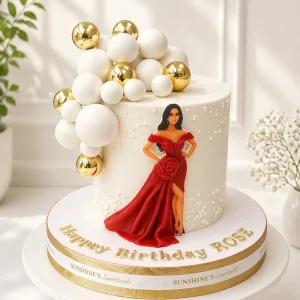Lady in Red Birthday Cake | Elegant Red Cake | 01