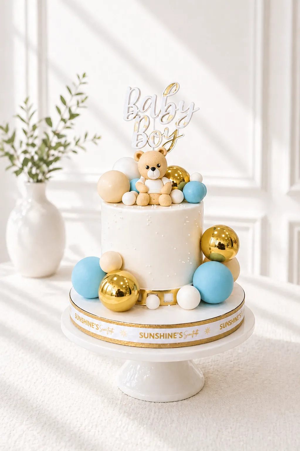 Bear Baptism Cake | Baby Dedication Cake | 1st Birthday Cake | 10