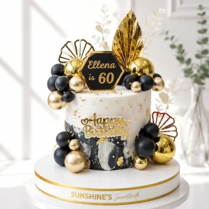 Black & Gold Birthday Cake | Elegant Celebration Cake | 02
