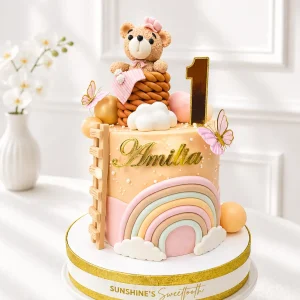 Bear Baptism Cake | Baby Dedication Cake | 1st Birthday Cake | 02