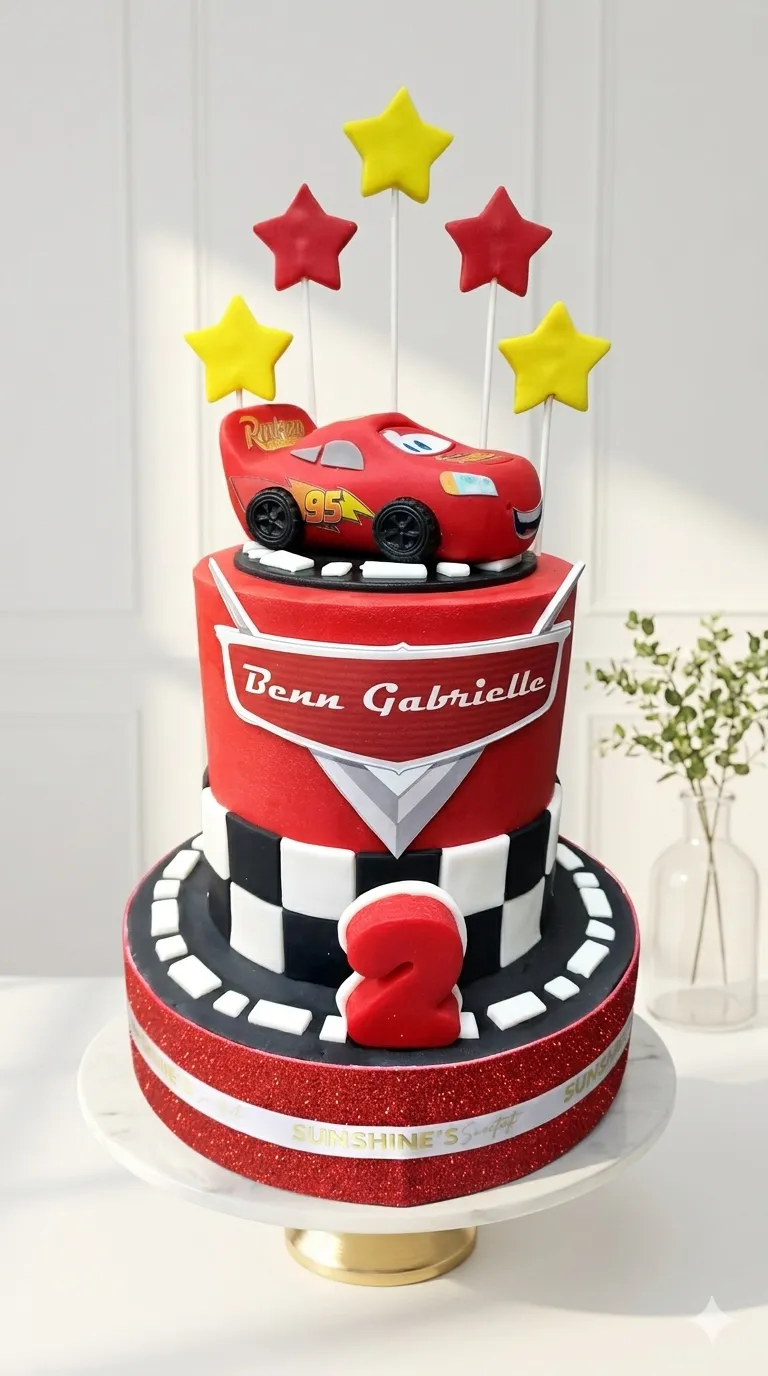 Lightning McQueen Birthday Cake | Cars Race Car Theme Cake | 02
