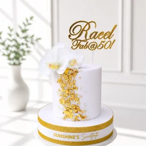 Elegant White & Gold Birthday Cake | Luxury Celebration Cake | 02