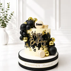 Black & Gold Birthday Cake for Men | Luxury Cake | 09