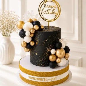 Black & Gold Birthday Cake | Elegant Celebration Cake | 03