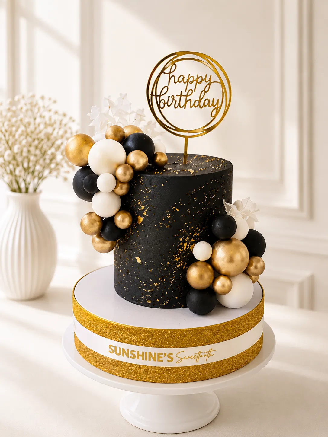 Black & Gold Birthday Cake | Elegant Celebration Cake | 03