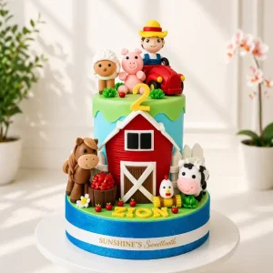 Farm Animals Birthday Cake | Barn Theme Cake | 01