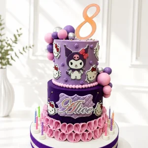 2-Tier Kuromi Birthday Cake | Sanrio Theme Cake | 01