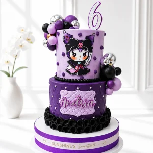 2-Tier Kuromi Birthday Cake | Sanrio Theme Cake | 02