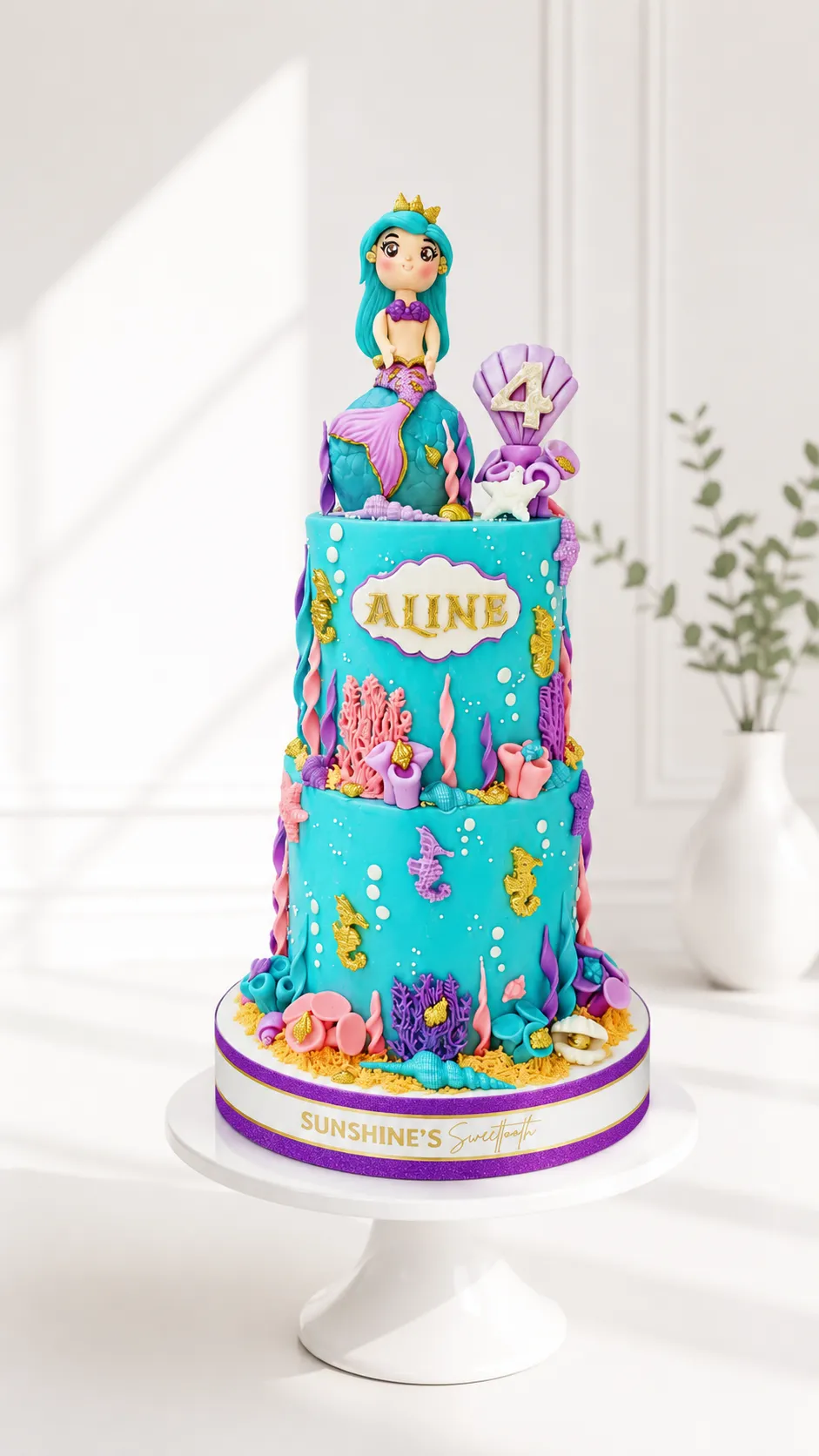 2-Tier Mermaid Birthday Cake | Under the Sea Cake | 01