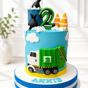 Garbage Truck Birthday Cake | Truck Theme Cake | 01