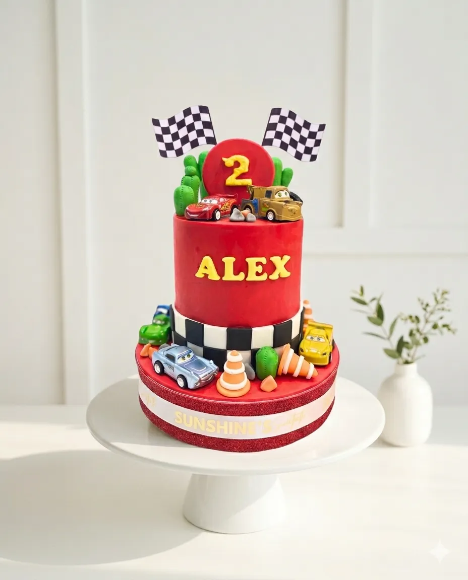 Lightning McQueen Birthday Cake | Cars Race Car Theme Cake | 03