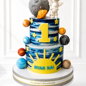 2-Tier Galaxy Birthday Cake | Astronaut & Outer Space Cake | 01