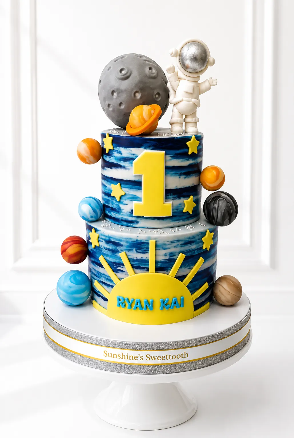 2-Tier Galaxy Birthday Cake | Astronaut & Outer Space Cake | 01