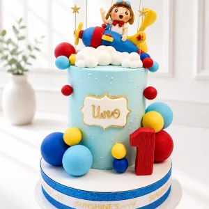 Airplane 1st Birthday Cake | Aviation Theme Cake | 02