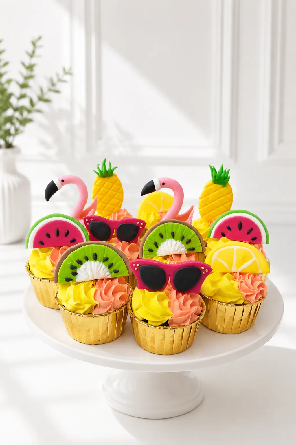 Flamingo Cupcakes | Tropical Theme Cupcakes | 6-Piece Set | 01