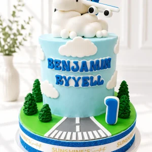 Airplane 1st Birthday Cake | Aviation Theme Cake | 04