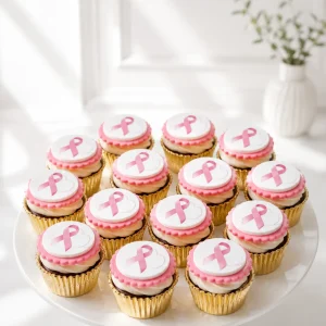Pink Ribbon Cupcakes | Breast Cancer Awareness Cupcakes | 6-Piece Set | 01